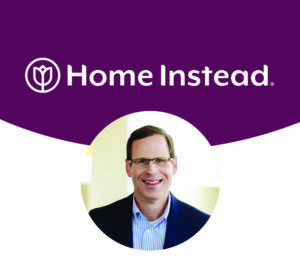 Home Instead logo featuring a headshot of Dr. Aaron Blight