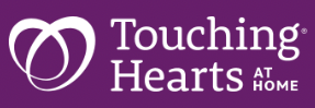 white touching hearts at home logo on purple background